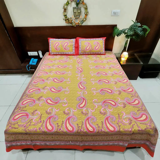 Pure Cotton Bedsheet Paisley Print Bedspread Queen Size | Buy Now