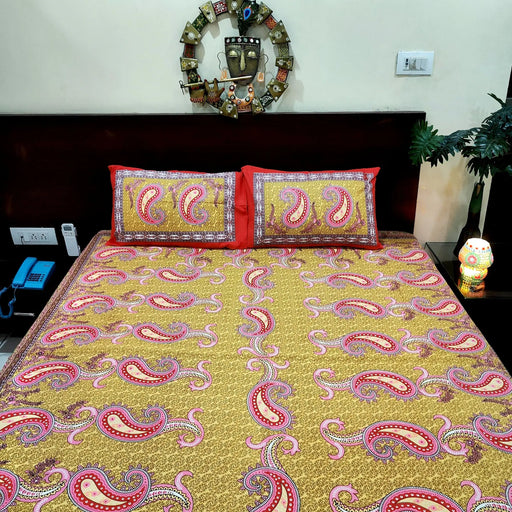 Pure Cotton Bedsheet Paisley Print Bedspread Queen Size | Buy Now