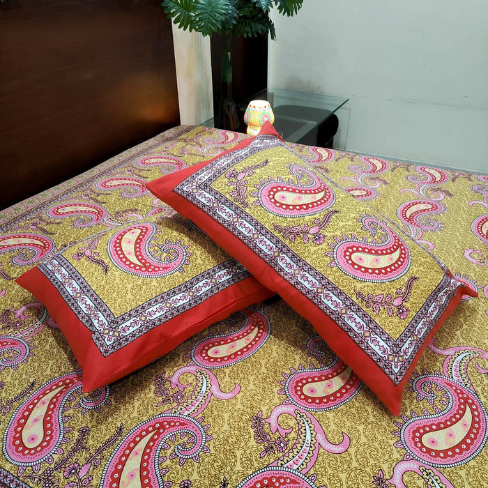 Pure Cotton Bedsheet Paisley Print Bedspread Queen Size | Buy Now