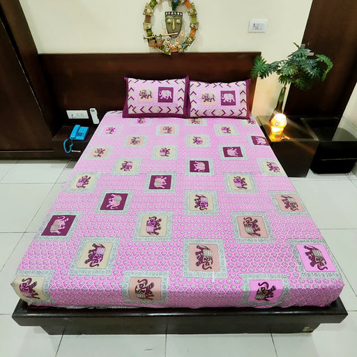 Pink Colour Animal Print Bedsheet Free 2 Pillow Covers | Buy Today