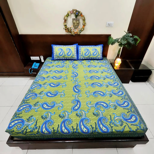 Shop Now Paisley Print Cotton Bedsheet With 2 Pillow Cover Set Home Decor Bedcover 