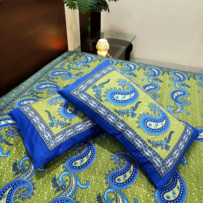 Shop Now Paisley Print Cotton Bedsheet With 2 Pillow Cover Set Home Decor Bedcover 