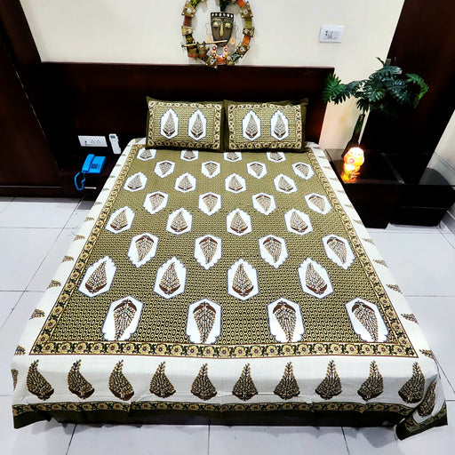 Olive Green Exclusive Cotton Bedsheet Beautifull Bedding | Buy Online