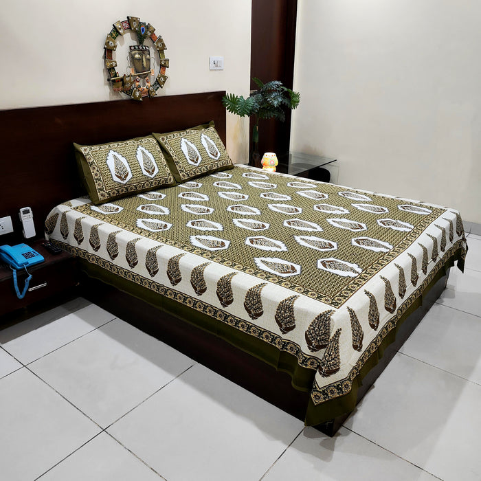 Olive Green Exclusive Cotton Bedsheet Beautifull Bedding | Buy Online