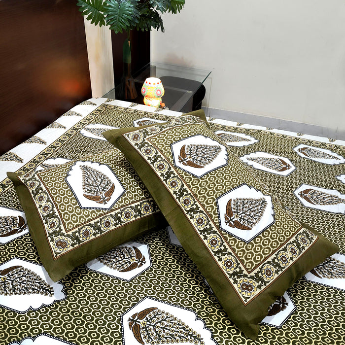 Olive Green Exclusive Cotton Bedsheet Beautifull Bedding | Buy Online