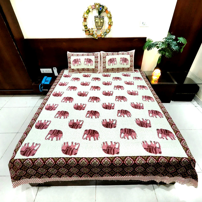 Home Decor Bedsheet with 2 Pillow Covers Pure Cotton Bedcover Queen Size Coverlet from Marika Textile