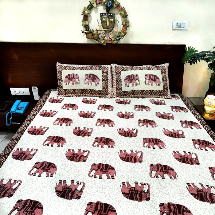 Home Decor Bedsheet with 2 Pillow Covers Pure Cotton Bedcover Queen Size Coverlet from Marika Textile