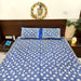 Floral Print Blue Colour Cotton Bedsheet with 2 Pillow Covers | Buy Online Bedsheet