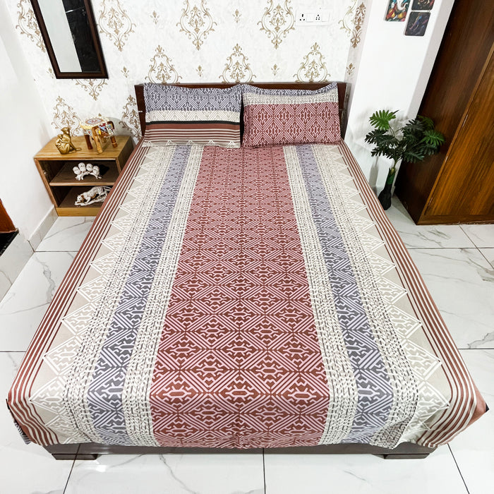 Polycotton Bedsheet Home Decor Bedspread King Size Coverlet Geometric Bedcover