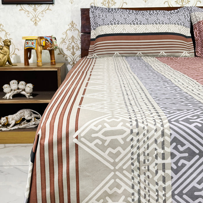 Polycotton Bedsheet Home Decor Bedspread King Size Coverlet Geometric Bedcover