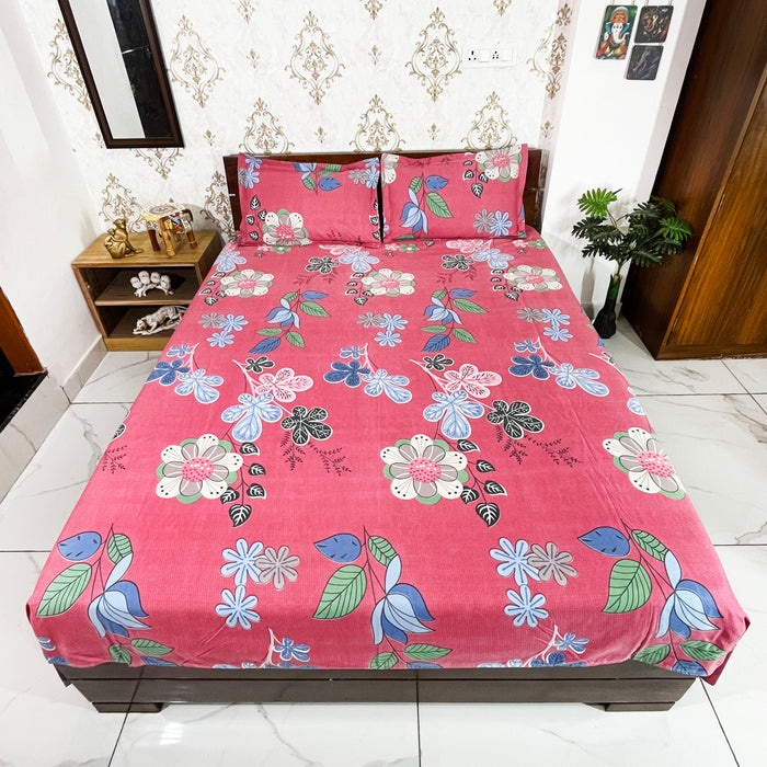 Pink Color Bedsheet Traditional Coverlet Indian Bedspread Polycotton Bedcover Marika Textiles