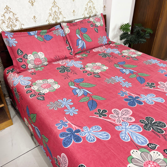 Pink Color Bedsheet Traditional Coverlet Indian Bedspread Polycotton Bedcover Marika Textiles