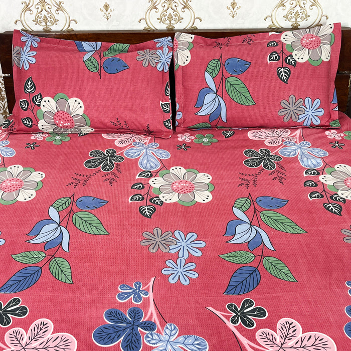 Pink Color Bedsheet Traditional Coverlet Indian Bedspread Polycotton Bedcover Marika Textiles