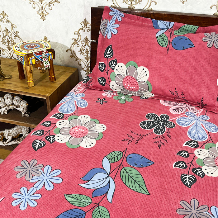 Pink Color Bedsheet Traditional Coverlet Indian Bedspread Polycotton Bedcover Marika Textiles