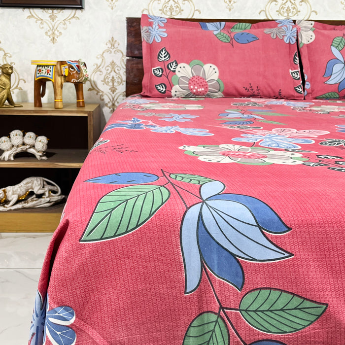 Pink Color Bedsheet Traditional Coverlet Indian Bedspread Polycotton Bedcover Marika Textiles