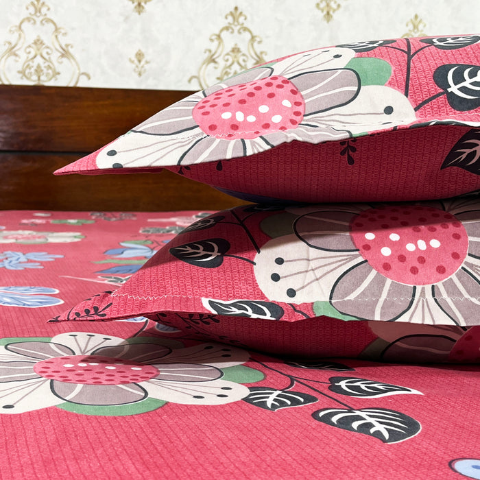 Pink Color Bedsheet Traditional Coverlet Indian Bedspread Polycotton Bedcover Marika Textiles