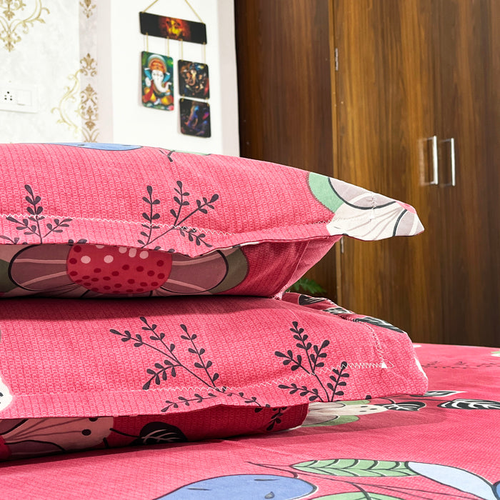 Pink Color Bedsheet Traditional Coverlet Indian Bedspread Polycotton Bedcover Marika Textiles