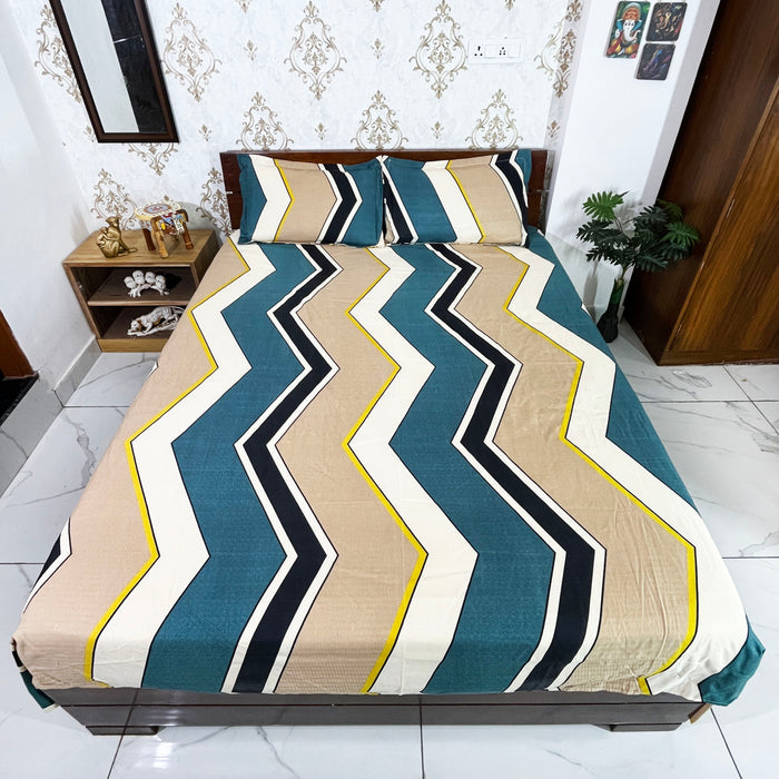 Home Decor Bedsheet Polycotton Bedspread King Size Bedcover Indian bedding Coverlet ZigZag Print