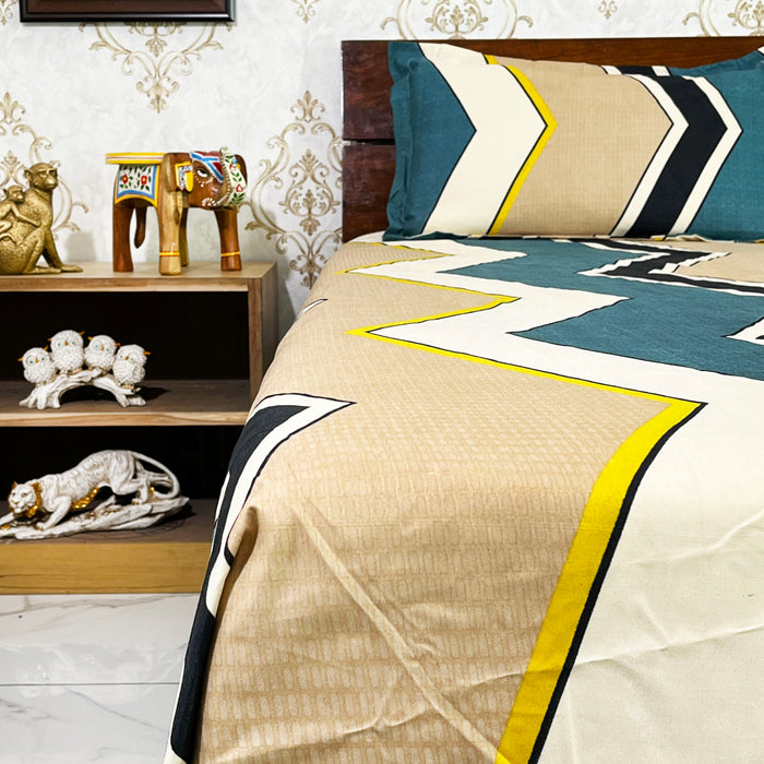 Home Decor Bedsheet Polycotton Bedspread King Size Bedcover Indian bedding Coverlet ZigZag Print