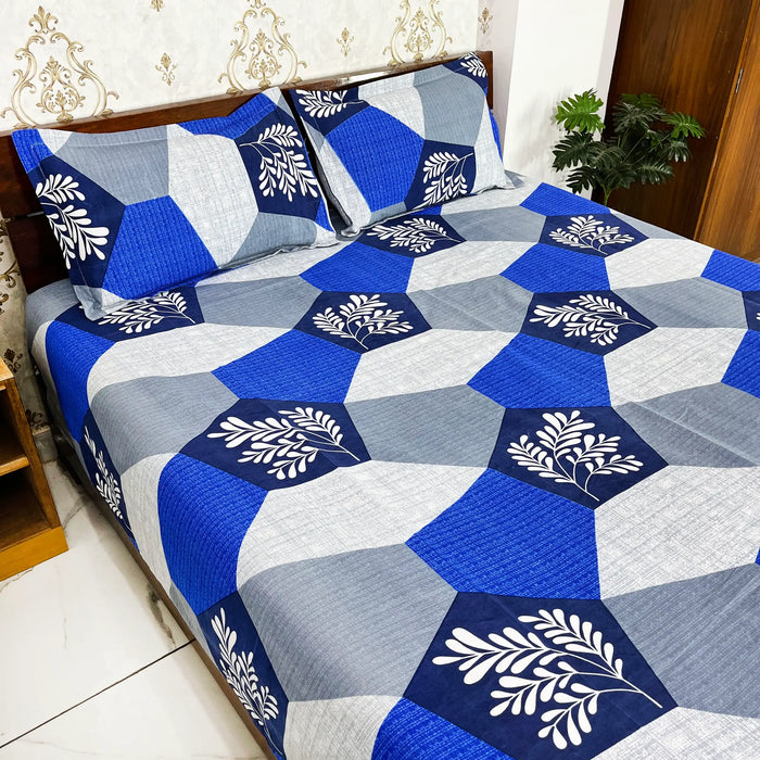 Traditional Bedsheet with Pillow Cover Sets Home Decor Bedspread Polycotton Printed Coverlet King Size