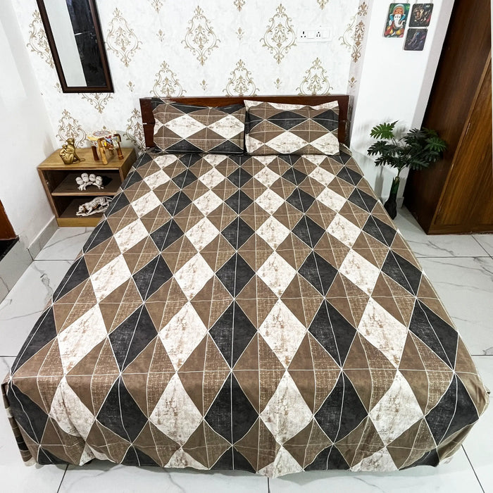 100% Cotton Ultra King Size Bedsheet Geometric Printed Cotton Bedsheet For Home Decor