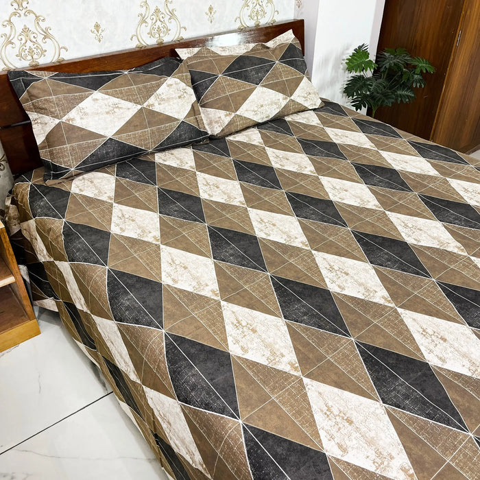 100% Cotton Ultra King Size Bedsheet Geometric Printed Cotton Bedsheet For Home Decor