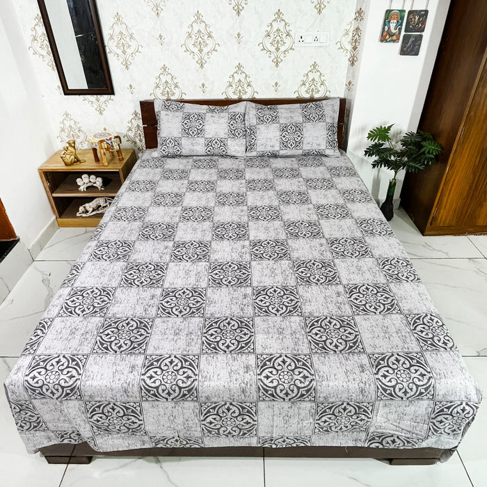 MARIKA TEXTILES 108X108 Ultra King Size Bedsheet 100% Pure Cotton Bedsheet New Geometric Design Bedsheet