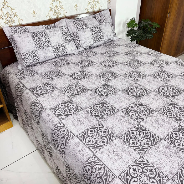 MARIKA TEXTILES 108X108 Ultra King Size Bedsheet 100% Pure Cotton Bedsheet New Geometric Design Bedsheet