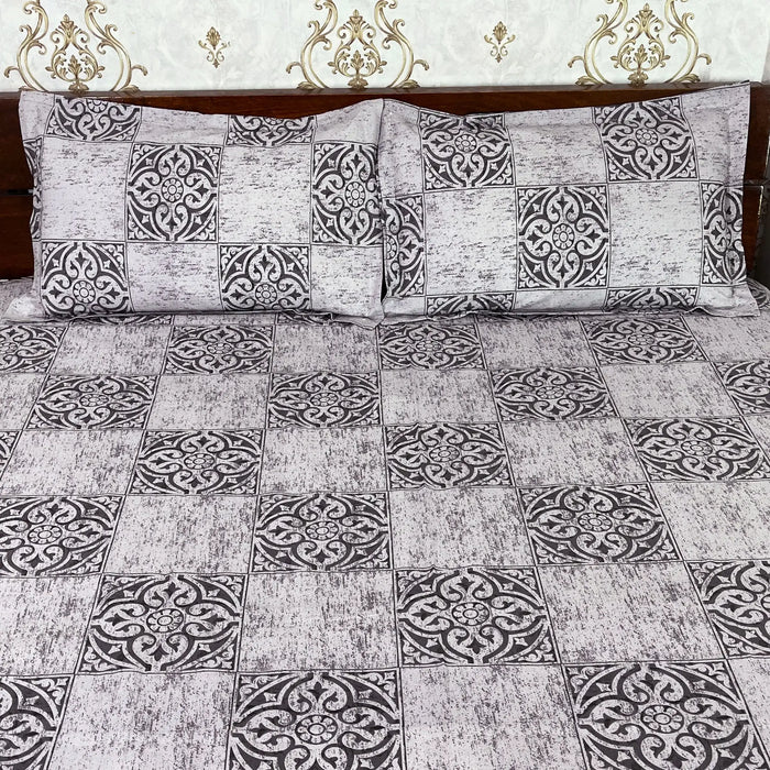 MARIKA TEXTILES 108X108 Ultra King Size Bedsheet 100% Pure Cotton Bedsheet New Geometric Design Bedsheet