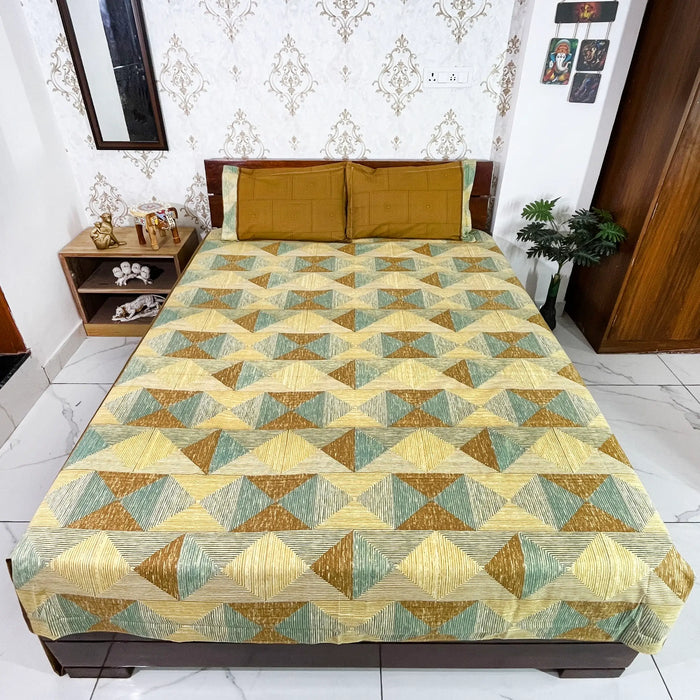 100% Cotton Beautiful Geometric Printed Ultra King Size Bedsheet Home Decor Bedcover By MARIKA TEXTILES