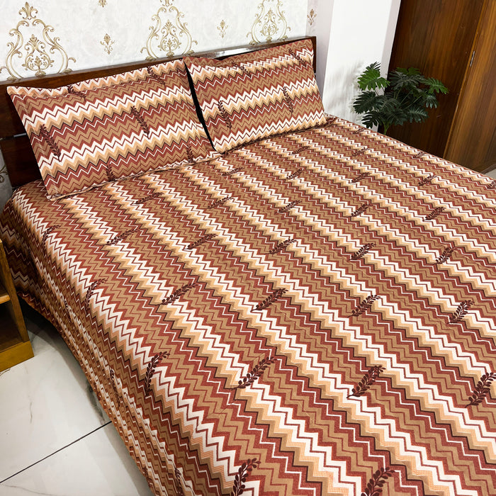 Home Decor Bedspread 100%Cotton Zigzag Design Printed Bedsheet