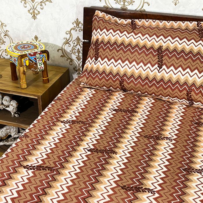 Home Decor Bedspread 100%Cotton Zigzag Design Printed Bedsheet