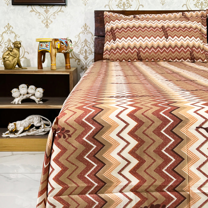 Home Decor Bedspread 100%Cotton Zigzag Design Printed Bedsheet