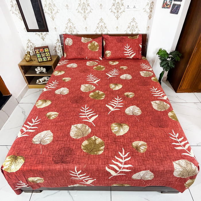 Cotton Ultra King Size Red Bedsheet Bed Decor Printed Bedspread