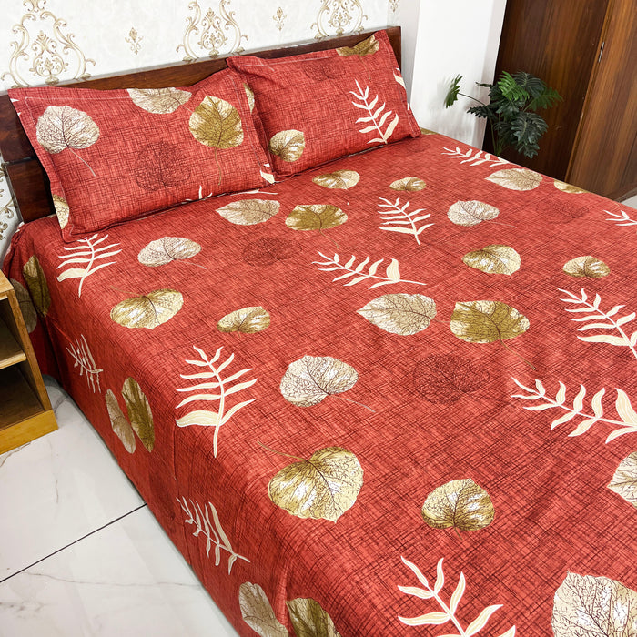 Cotton Ultra King Size Red Bedsheet Bed Decor Printed Bedspread