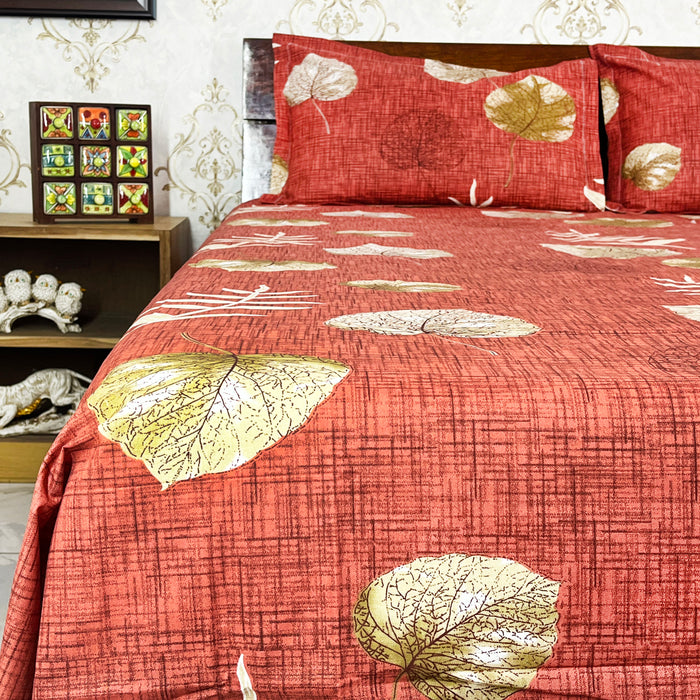 Cotton Ultra King Size Red Bedsheet Bed Decor Printed Bedspread