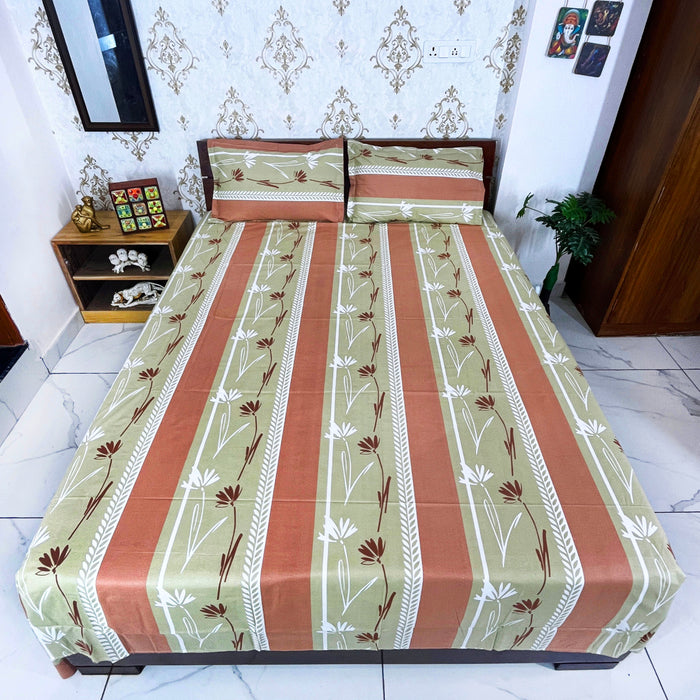 Beautiful 100% Pure Cotton Bedsheet with 2 Pillow Covers, 108X108 Inches Indoor Coverlet, from Marika Textiles