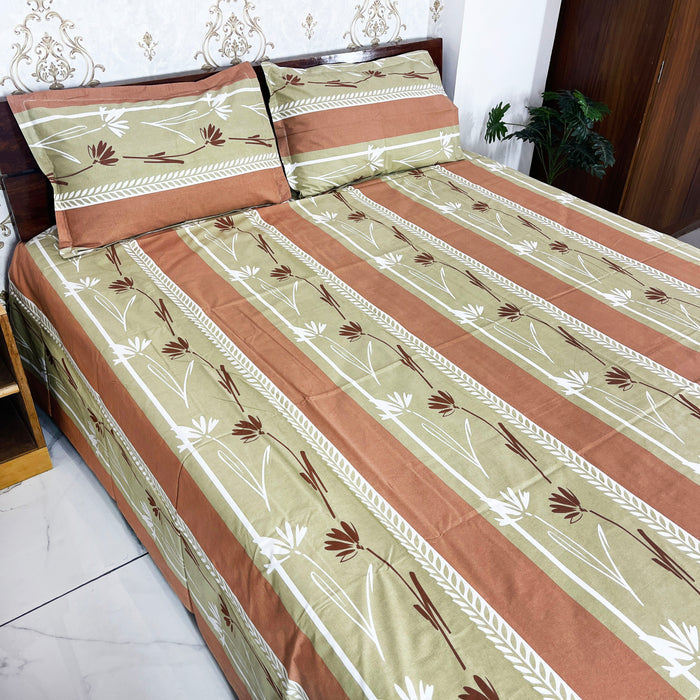 Beautiful 100% Pure Cotton Bedsheet with 2 Pillow Covers, 108X108 Inches Indoor Coverlet, from Marika Textiles