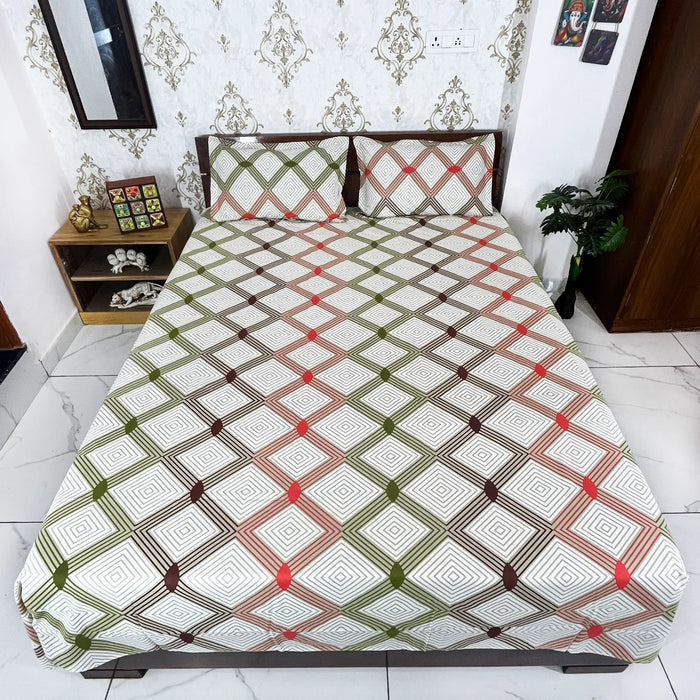 Design By MARIKA TEXTILES Indian Ultra King Size White Cotton Bedsheet with Pillow Covers, Bedspread and Bed Decor from Marika Textiles.