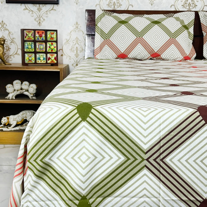 Design By MARIKA TEXTILES Indian Ultra King Size White Cotton Bedsheet with Pillow Covers, Bedspread and Bed Decor from Marika Textiles.