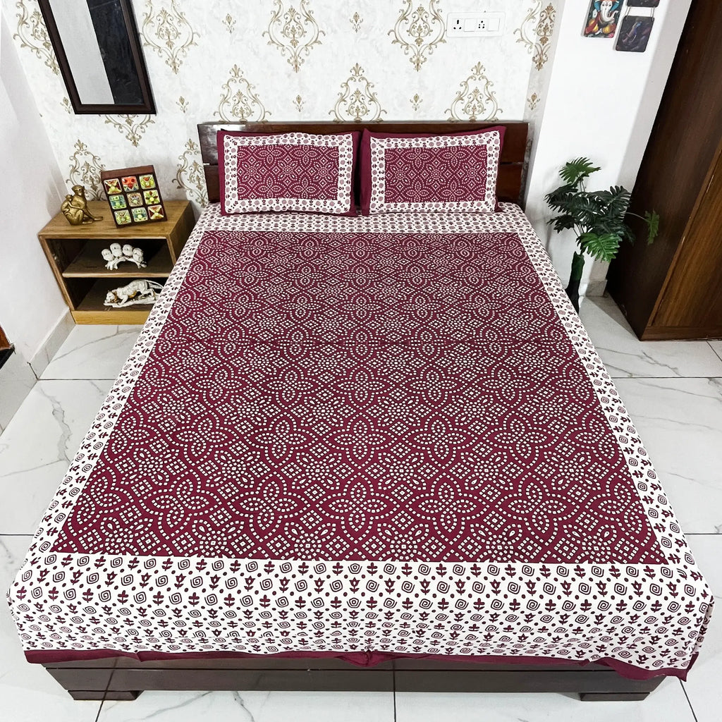 100% Cotton Bedsheet Home Decor Bedspread Maroon Color Bedcover Indian Bedding Coverlet