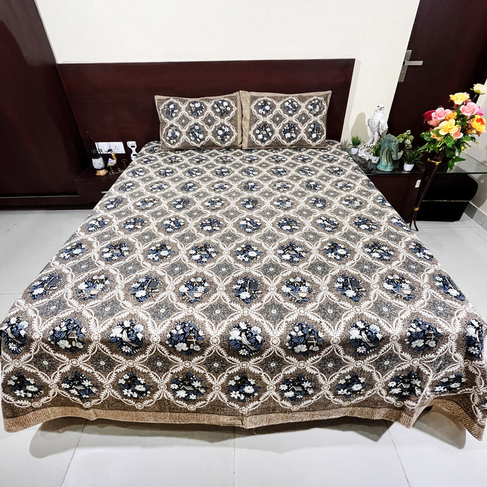 'Marika Textiles' Cotton Bedsheet with 2 Pillow Cover King Size Printed Bedcover From Marika Textiles