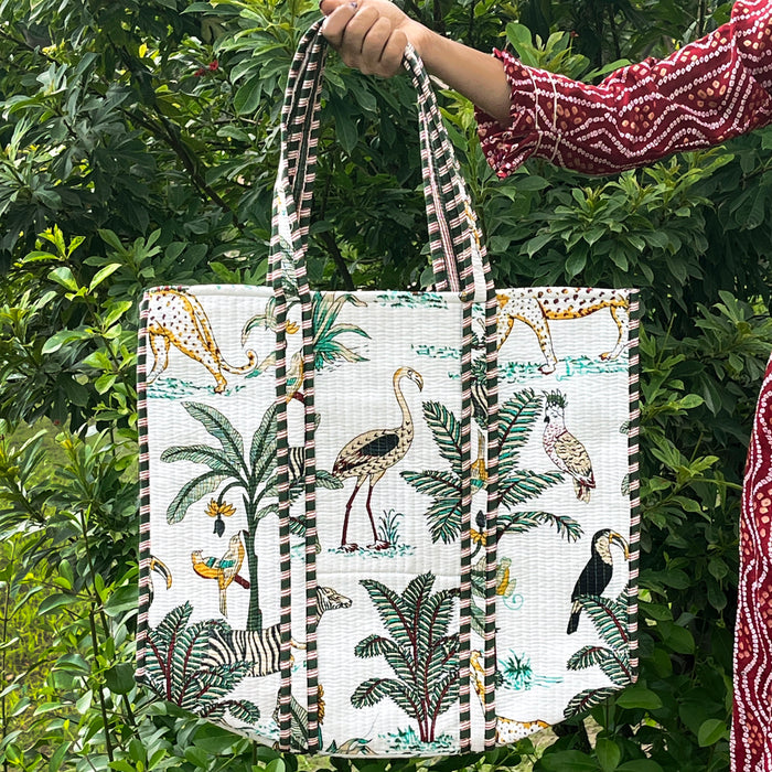 White Jungle Eco-Friendly Animal Print Tote Bag – Perfect for Every Occasion