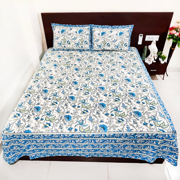 King Size Cotton Bedsheet with Pillow Covers, Traditional Bedspreads, Indoor Bedcovers, Bedding Coverlet