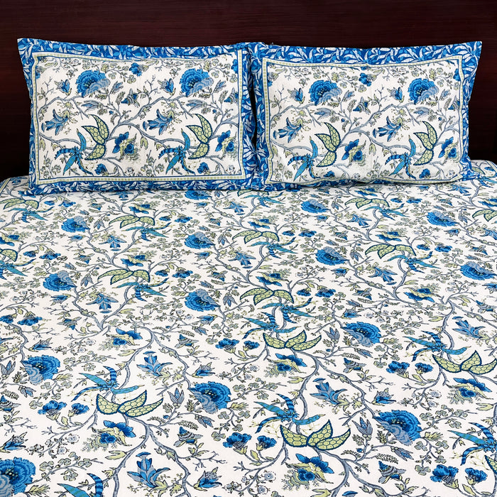 King Size Cotton Bedsheet with Pillow Covers, Traditional Bedspreads, Indoor Bedcovers, Bedding Coverlet