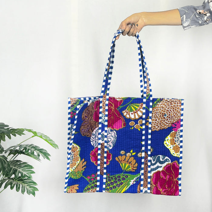 Blue Fruit Print Tote Bag – Eco-Friendly & Versatile Cotton Accessory