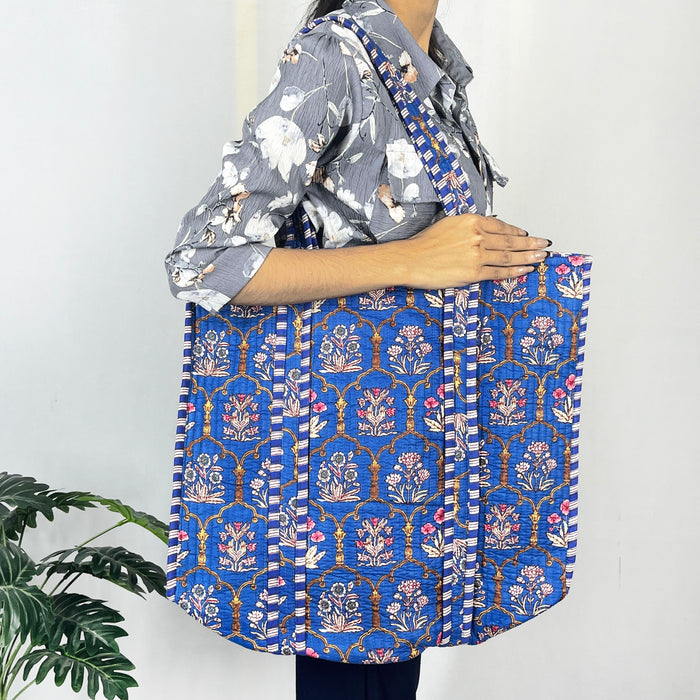 Blue Beach Bag from Marika Textiles Quilted Shoulder Bags, Cotton Tote Bags, and Hobe Handbags