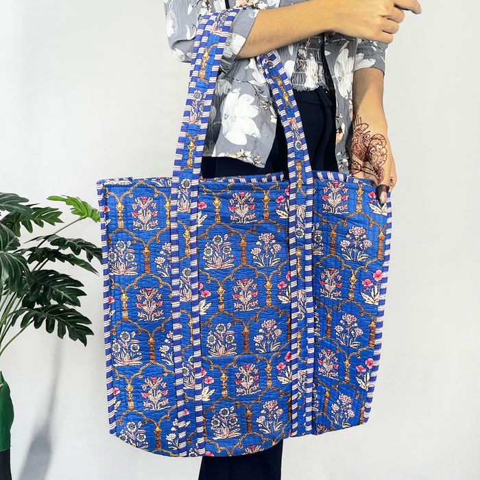 Blue Beach Bag from Marika Textiles Quilted Shoulder Bags, Cotton Tote Bags, and Hobe Handbags