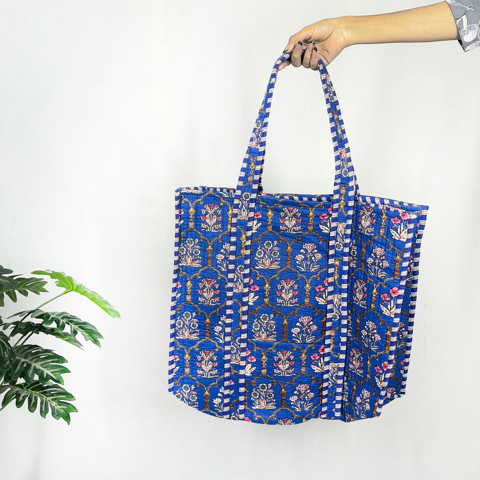 Blue Beach Bag from Marika Textiles Quilted Shoulder Bags, Cotton Tote Bags, and Hobe Handbags