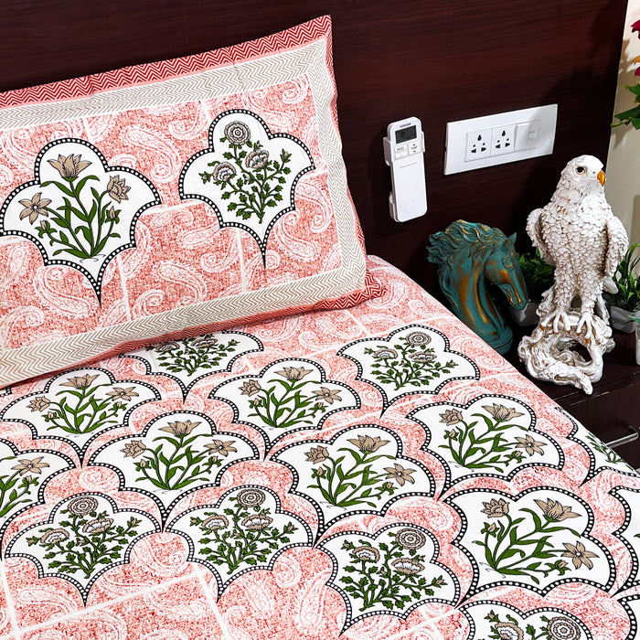 Buy Online Bedsheet from 'Marika Textile' Cotton Printed Bedcover with 2 Pillow Cover 93X108 Inch